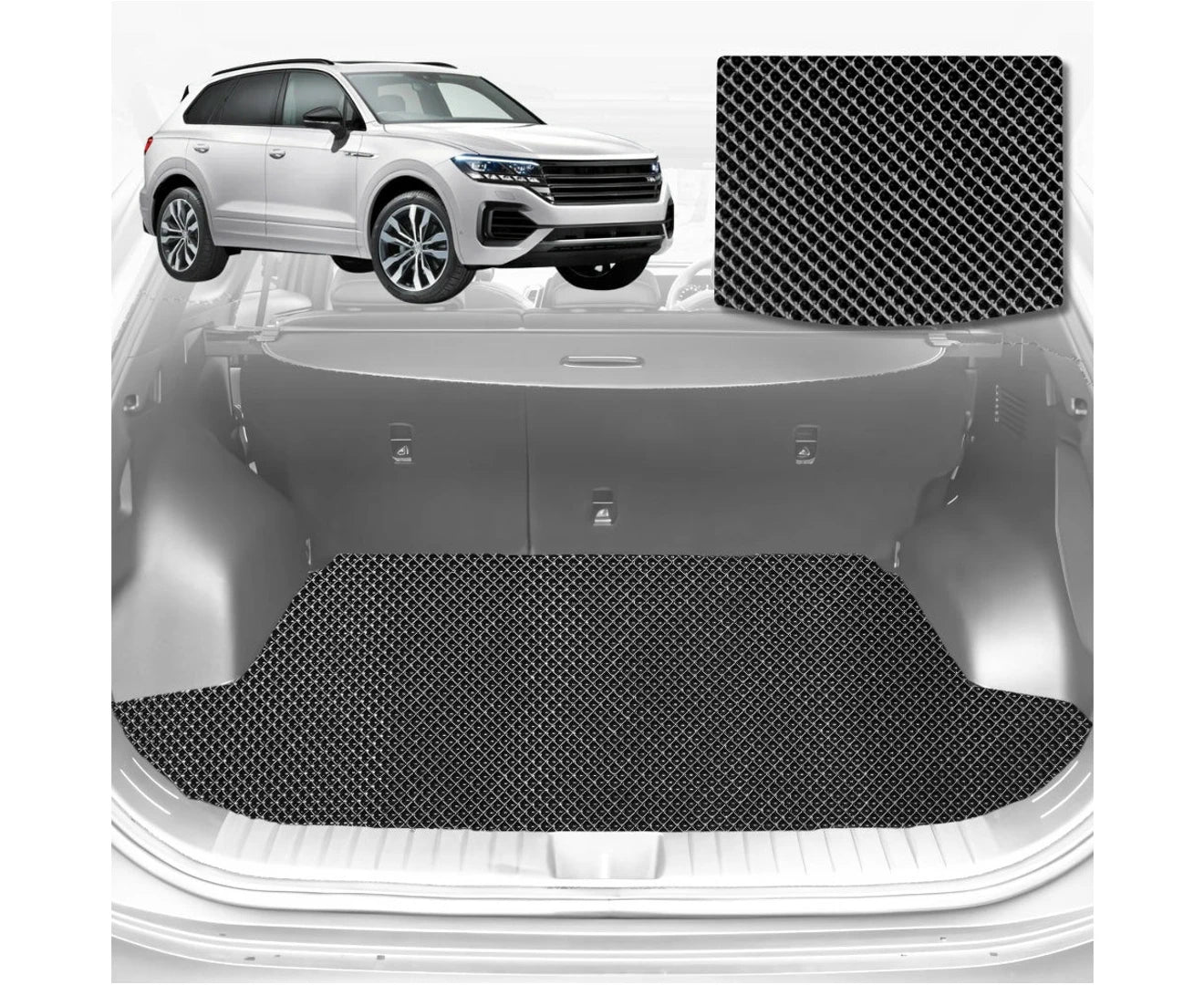 6D Diamond Car Boot Mat for VolksWagen Touareg 2018 - Current (7P, CR)  - Heavy Duty Carpet Liner