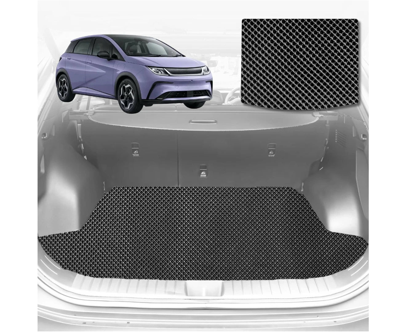 6D Diamond Car Boot Mat for BYD Dolphin 2023 - Current (Dynamic,Premium) (Hatchback) - Heavy Duty Carpet Liner