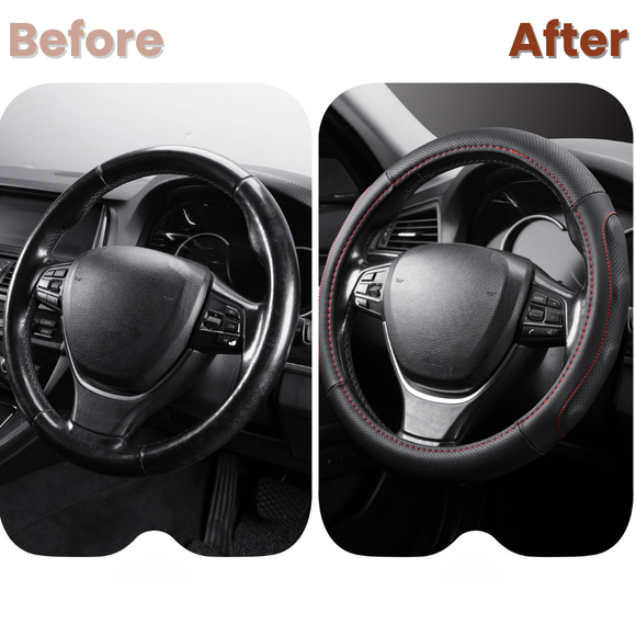 Steering Wheel Cover for Kia Picanto 2017 - Current (JA) - Black Microfiber Leather - Circle 38 cm