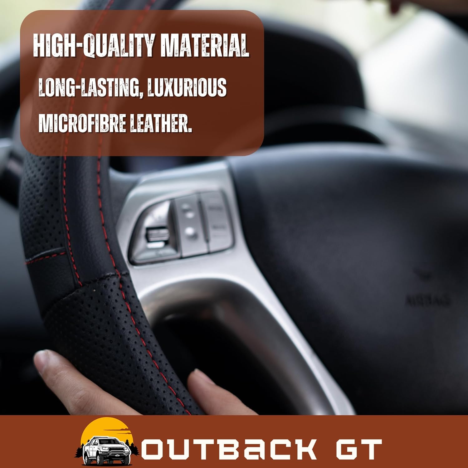 Steering Wheel Cover for GWM Haval Tank 500 2024 - Current - Black Microfiber Leather - Circle 38 cm