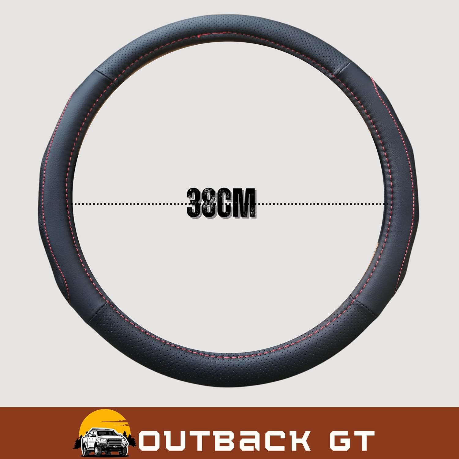 Steering Wheel Cover for Subaru Outback 2015 - 2021 5GEN, 6GEN - Black Microfiber Leather - Circle 38 cm - 0
