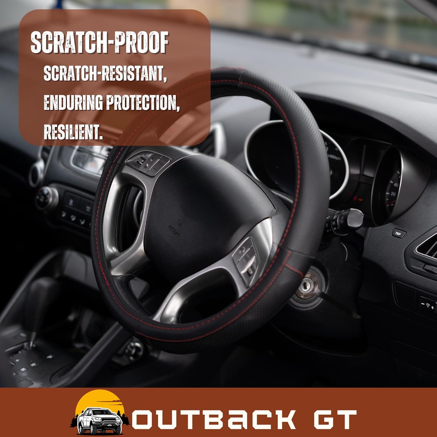 Steering Wheel Cover for GWM Haval H6 2020 - Current (SUV) - Black Microfiber Leather - Circle 38 cm