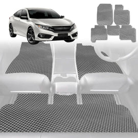 6D Diamond Car Floor Mats for Honda Civic 2016 - 2021 (10th Gen) - Custom-Fit Carpet Liner - 0