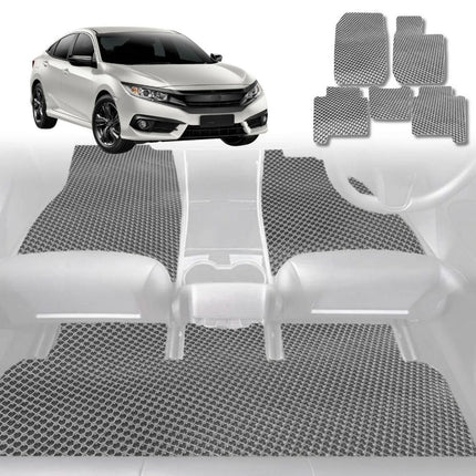 6D Diamond Car Floor Mats for Honda Civic 2016 - 2021 (10th Gen) - Custom-Fit Carpet Liner - 0