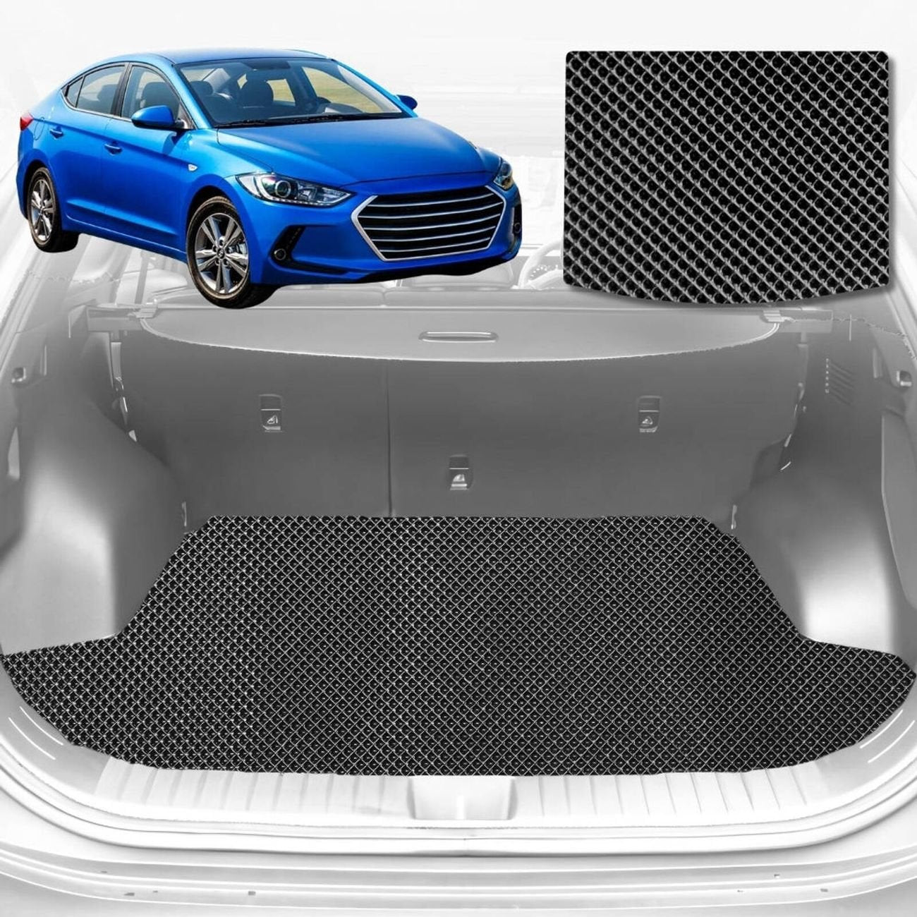 6D Diamond Car Boot Mat for Hyundai Elantra 2016 - 2020 AD (Sedan) - Heavy Duty Carpet Liner