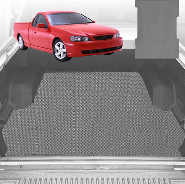 6D Diamond Ute Tub Mat for Ford Falcon Ute Single Cab (AU-BA-BF-XR6) 2002-2008 - Black & Grey - 0
