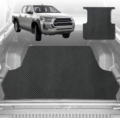 6D Diamond Ute Tub Mat for Toyota Hilux Double Cab 2015-Current (with Spray on Liner or no Liner)  - Black & Grey