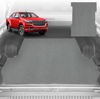 6D Diamond Ute Tub Mat for Holden Colorado Ute Dual Cab VE, VF 2012-2016 (with Factory Plastic tub) - Black & Grey - 0