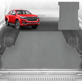 6D Diamond Ute Tub Mat for Holden Colorado Ute Dual Cab VE, VF 2012-2016 (with Spray on Liner or no Liner) - Black & Grey - 0