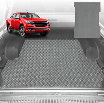 6D Diamond Ute Tub Mat for Holden Colorado Ute Dual Cab VE, VF 2012-2020 - Black & Grey - 0