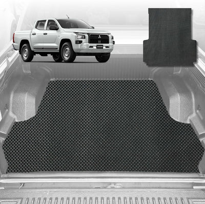 6D Diamond Ute Tub Mat for All-New Mitsubishi Triton Double Cab (LC/MV) 2024-Current (with Spray On Liner or No Liner) - Black & Grey