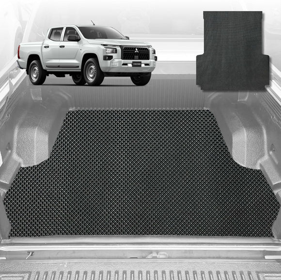 6D Diamond Ute Tub Mat for All-New Mitsubishi Triton Double Cab (LC/MV) 2024-Current - Black & Grey