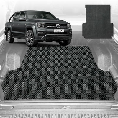6D Diamond Ute Tub Mat for VolksWagen Amarok Dual Cab 2022-Current (With Factory Plastic Tub Liner) - Black & Grey