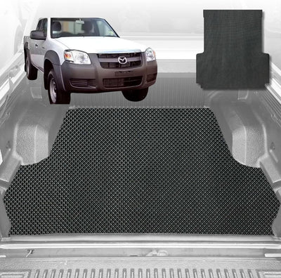 6D Diamond Ute Tub Mat for Mazda BT-50 (J97M) Super Cab 2006-2011 (with Spray On Liner or No Liner) - Black & Grey