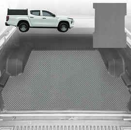 6D Diamond Ute Tub Mat for Mitsubishi Triton Double Cab (MQ-MR) 2015-2023 (with Spray On Liner or No Liner) - Black & Grey - 0