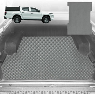 6D Diamond Ute Tub Mat for Mitsubishi Triton Double Cab (MQ-MR) 2015-2023 (With Spray On Liner or No Liner) - Black & Grey - 0