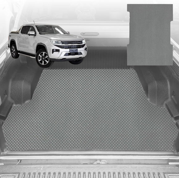 6D Diamond Ute Tub Mat for Volkswagen Amarok Dual Cab 2H Facelift 2022-Current (with Spray on Liner or no Liner) - Black & Grey