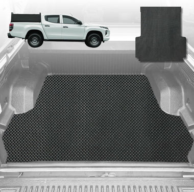 6D Diamond Ute Tub Mat for Mitsubishi Triton Double Cab (MQ-MR) 2015-2023 (With Spray On Liner or No Liner) - Black & Grey