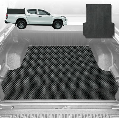 6D Diamond Ute Tub Mat for Mitsubishi Triton Double Cab (MQ-MR) 2015-2023 (with Spray On Liner or No Liner) - Black & Grey