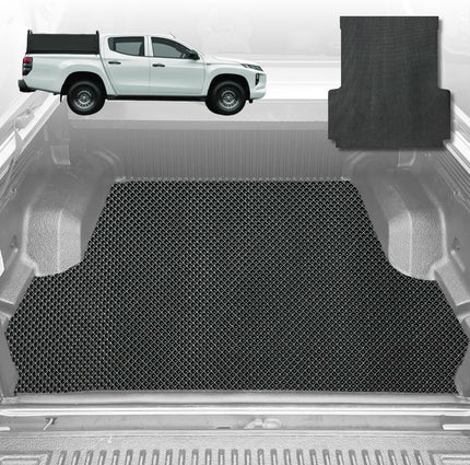 6D Diamond Ute Tub Mat for Mitsubishi Triton Double Cab (MQ-MR) 2015-2023 (with Spray On Liner or No Liner) - Black & Grey