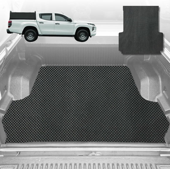 6D Diamond Ute Tub Mat for Mitsubishi Triton Double Cab (MQ-MR) 2015-2023 (with Spray On Liner or No Liner) - Black & Grey
