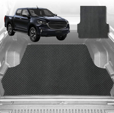 6D Diamond Ute Tub Mat for Mazda BT-50 Dual Cab (UP UR) 2011-2020 (with Factory Plastic tub Liner) - Black & Grey