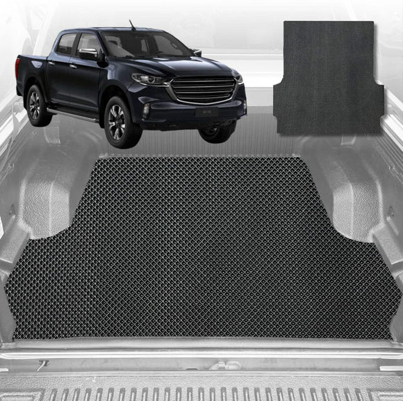 6D Diamond Ute Tub Mat for Mazda BT-50 Dual Cab (UP UR) 2011-2020 (with Factory Plastic tub Liner) - Black & Grey