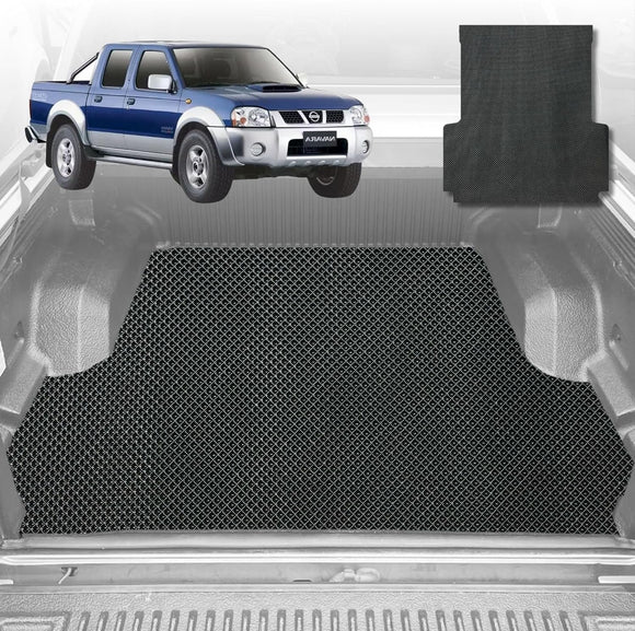 6D Diamond Ute Tub Mat for Nissan Navara Dual Cab (DX/D22 STR) 1997-2018 D22 - Custom Fit - Black & Grey