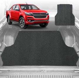 6D Diamond Ute Tub Mat for Holden Colorado Ute Dual Cab VE, VF 2012-2016 (with Spray on Liner or no Liner) - Black & Grey