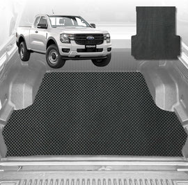 6D Diamond Ute Tub Mat for Ford Ranger Super Cab 2022-Current (with Spary On Liner or No Liner) - Black & Grey