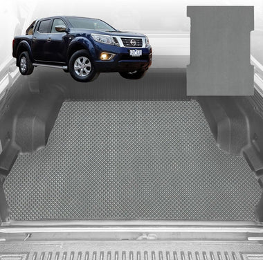 6D Diamond Ute Tub Mat for Nissan Navara King Cab (NP300-D23) 2015-Current - (With Spray On Liner or No Liner) - Black & Grey - 0