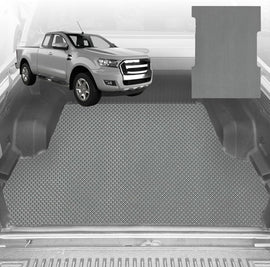 6D Diamond Ute Tub Mat for Ford Ranger (PX Dual Cab Ute) 2012-2015 (with Spray on Liner or no Liner) - Black & Grey - 0