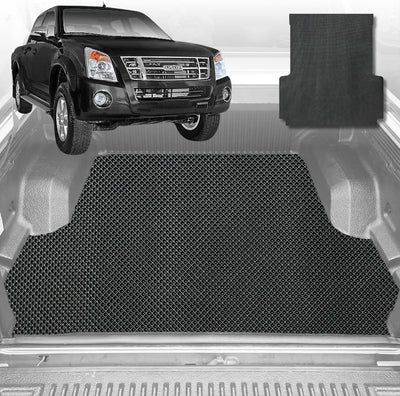 6D Diamond Ute Tub Mat for Isuzu D-Max Crew Cab 2008-2011 (with Spray On Liner or No Liner) - Black & Grey