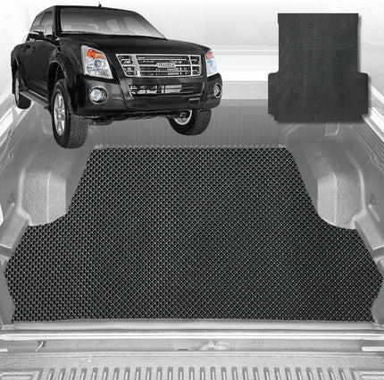 6D Diamond Ute Tub Mat for Isuzu D-Max Crew Cab 2008-2011 (with Spray On Liner or No Liner) - Black & Grey