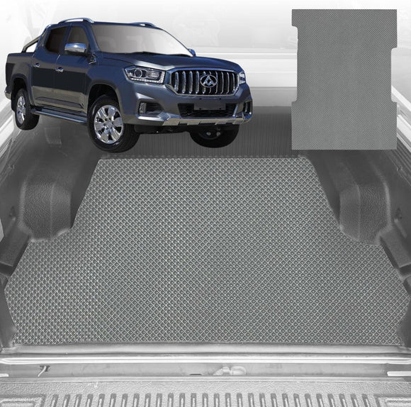 6D Diamond Ute Tub Mat for LDV T60 Max_T60 (Dual Cab) 2017-Current (With Factory Plastic Tub Liner) - Black & Grey