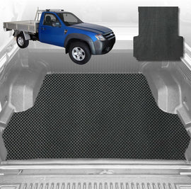 6D Diamond Ute Tub Mat for Ford Ranger (PJ-PK) Single Cab 2006-2011 (with Spray On Liner or No Liner) - Black & Grey