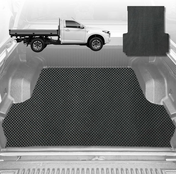 6D Diamond Ute Tub Mat for Mazda BT-50 (J97M) Single Cab 2006-2011 (With Spray On Liner or No Liner) - Black & Grey