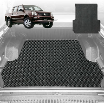 6D Diamond Ute Tub Mat for Holden Rodeo (4-Door Crew Cab) 2003-2008 (with Spray On Liner or No Liner) - Black & Grey