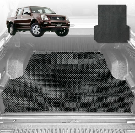 6D Diamond Ute Tub Mat for Holden Rodeo (4-Door Crew Cab) 2003-2008 (with Spray On Liner or No Liner) - Black & Grey