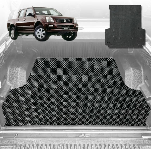 6D Diamond Ute Tub Mat for Holden Rodeo (4-Door Crew Cab) 2003-2008 (with Spray On Liner or No Liner) - Black & Grey