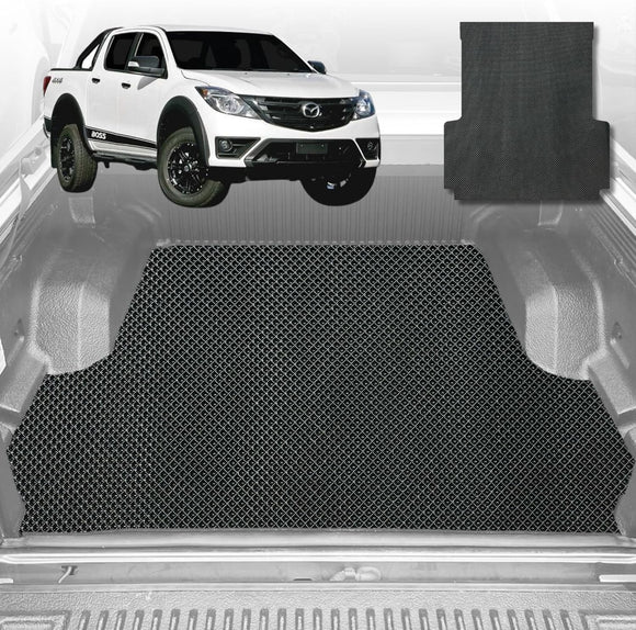 6D Diamond Ute Tub Mat for Mazda BT-50 Dual Cab (TF) 2020-Current (with Spray on Liner or no Liner) - Black & Grey