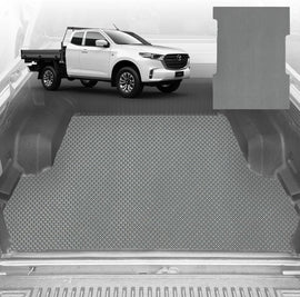 6D Diamond Ute Tub Mat for Mazda BT-50 (J97M) Dual Cab 2006-2011 (with Spray On Liner or No Liner) - Black & Grey - 0