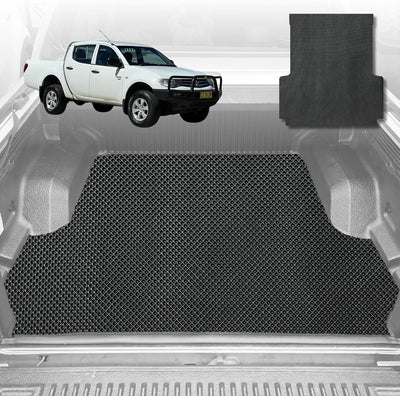 6D Diamond Ute Tub Mat for Mitsubishi Triton Double Cab (MN) 2009-2015 (with Spray On Liner or No Liner) - Black & Grey