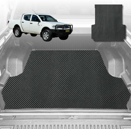 6D Diamond Ute Tub Mat for Mitsubishi Triton Double Cab (MN) 2009-2015 (with Spray On Liner or No Liner) - Black & Grey