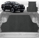 6D Diamond Ute Tub Mat for Nissan Navara Dual Cab (NP300/D23 STX Without Rear cupholder) 2015-Current (with Plastic tub Liner) - Black & Grey-2