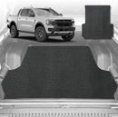 6D Diamond Ute Tub Mat for Ford Ranger PX3 Dual Cab Ute 2018-2022 (with Plastic tub Liner) - Black & Grey-1