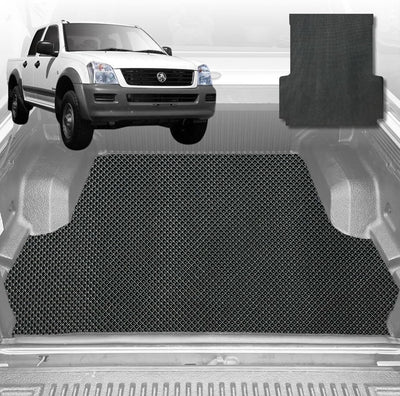 6D Diamond Ute Tub Mat for Holden Rodeo Single Cab 2003-2008 (with Spray On Liner or No Liner) - Black & Grey