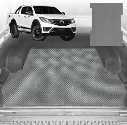 6D Diamond Ute Tub Mat for Mazda BT-50 Dual Cab (TF) 2020-Current - Black & Grey - 0