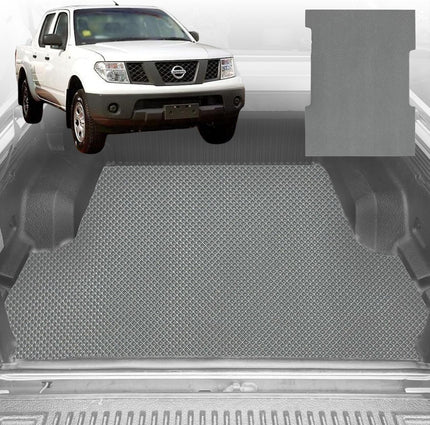 6D Diamond Ute Tub Mat for Nissan Navara (D40-RX) 2005-2015 - Black & Grey - 0