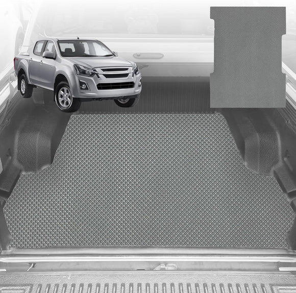 6D Diamond Ute Tub Mat for Isuzu D-Max Crew Cab RG 2020-Current (with Spray on Liner or no Liner) - Black & Grey
